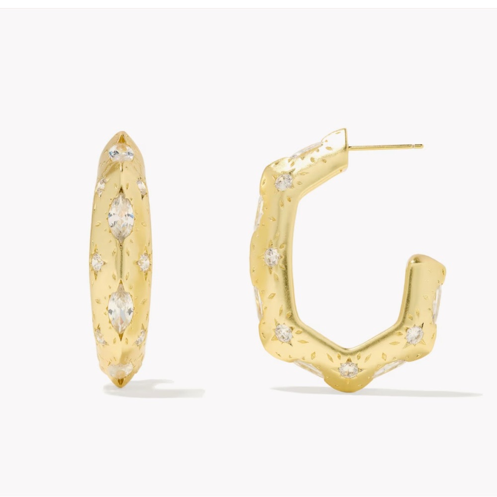 Kendra Scott Gold Hoop Earrings with Crystal Details